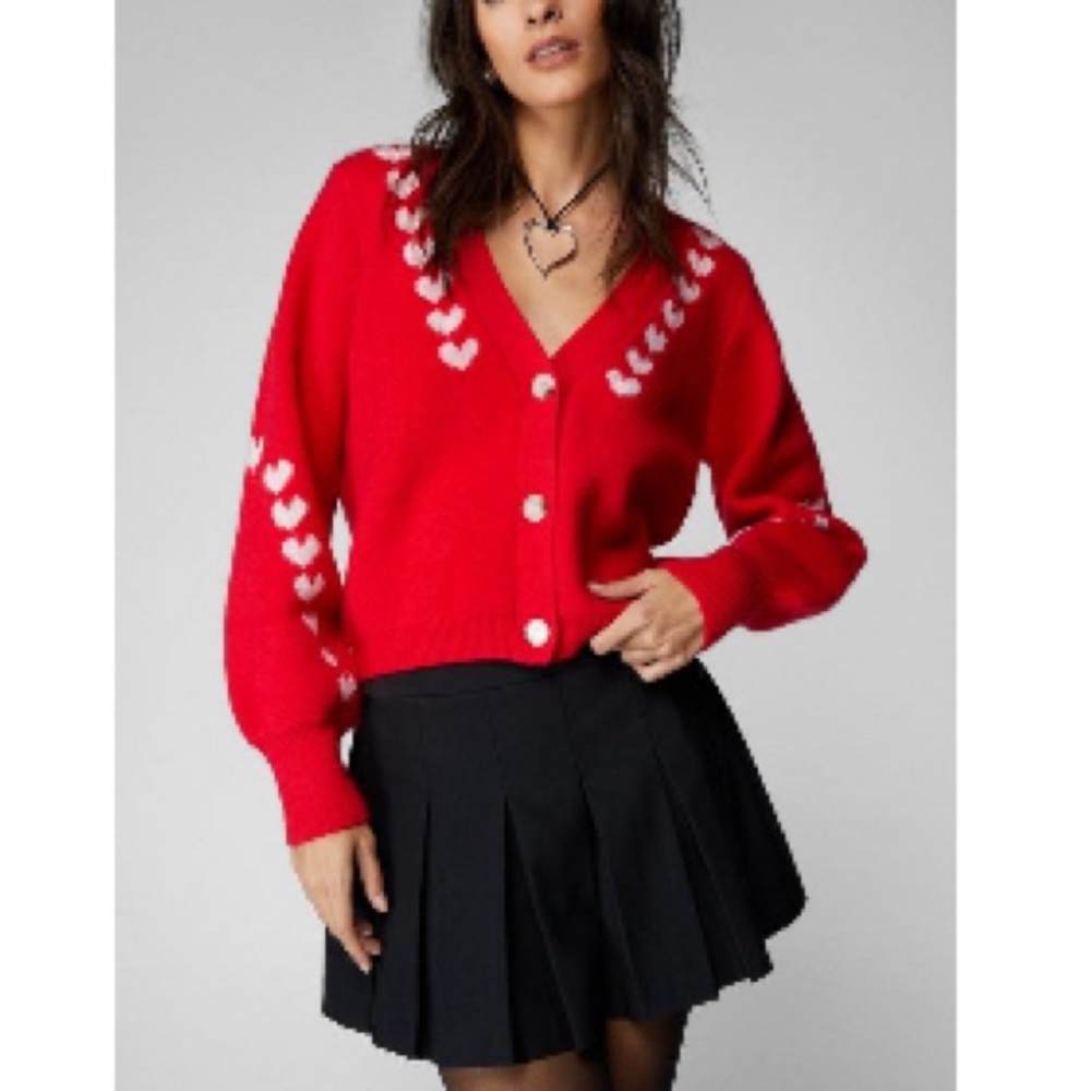 Nasty gal red heart cardigan❤️❤️❤️❤️